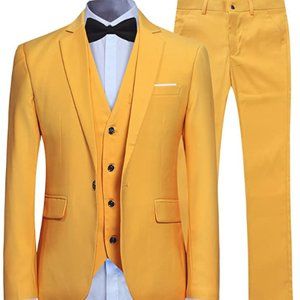 Men's Slim Fit 3 Piece Suit One Button Business